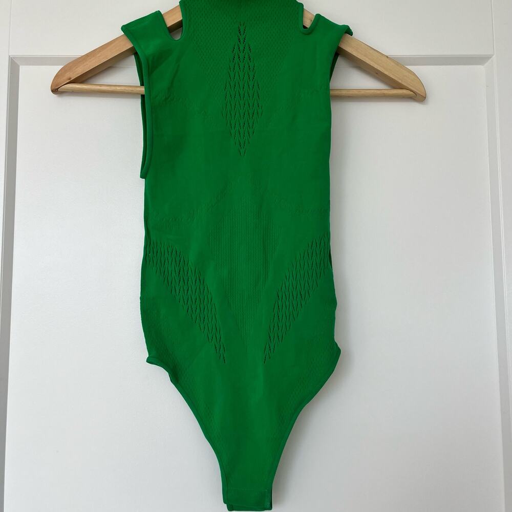 NWT Zara Seamless Mock Neck Sleeveless Bodysuit Pullover Light Green Womens XS-S - Picture 2 of 6